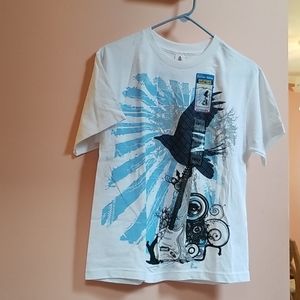 Boys t shirt white with blue guitar design
